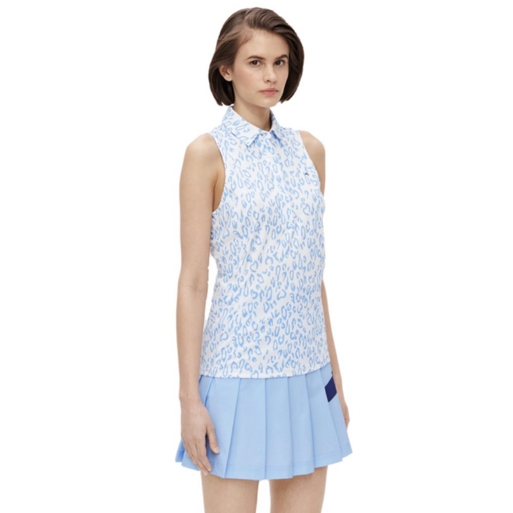 J. Lindeberg Women’s Golf Sleeveless Polo Blue White Collar Like New